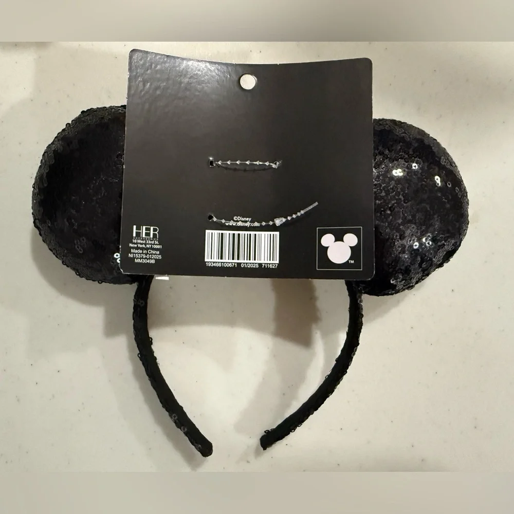 [Disney] NWT Black & Silver Sequin Mickey Ears